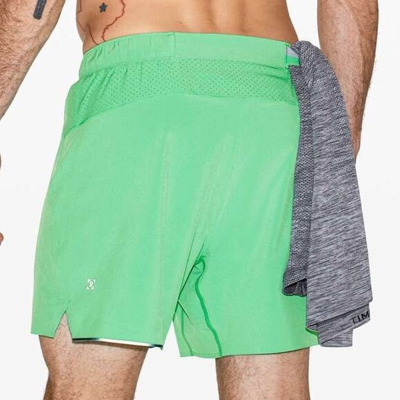 Lululemon Surge Short Liner 6" Tropix Green Men's Size XL Excellent Condition - Picture 3 of 11